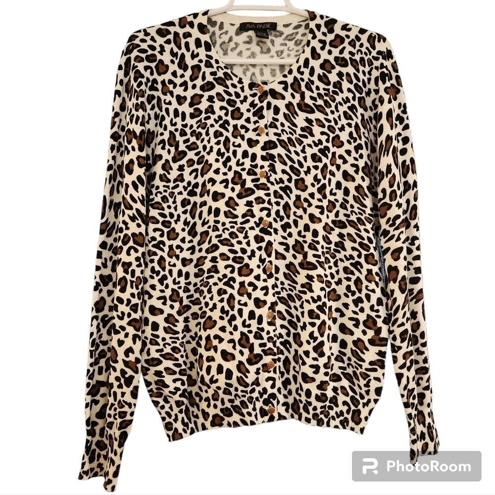 Ava Paige Leopard Print Cardigan Size Large